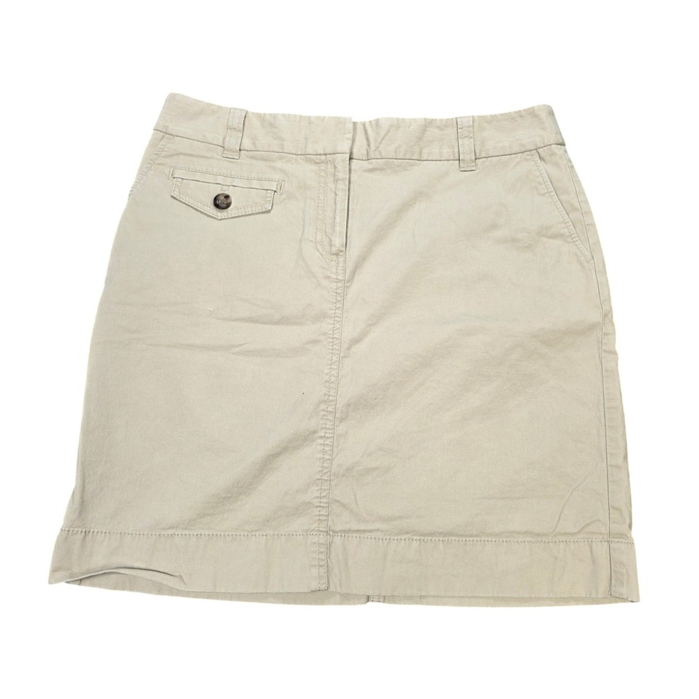 Ann Taylor Chino Mini Skirt Women's Size 10 Khaki Beige Cotton Stretch Casual
